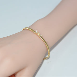 925 Italian Silver Bracelet 3M twisted silk C crosdiamond bracelet 16+3cm