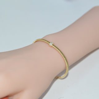 925 Italian Silver Bracelet 3m flat single-loop gold string wire bracelet, 16+3cm