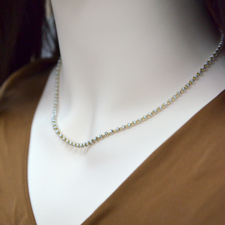 925 Italian Silver Necklace Double-colored double-ringed cross between batch c 42+5CM