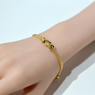 925 Italian Silver Bracelet Small circle embraces double-stranded S-wrapped drill bracelet 16+3CM