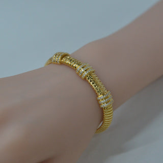 925 Italian Silver Bangle cuban screw carved three-circle diamond bracelet