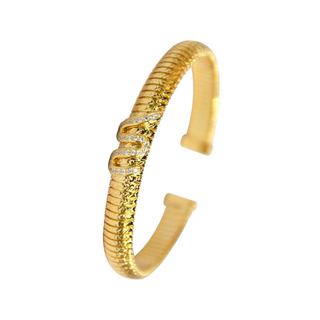 925 Italian Silver Bangle cuba threaded floral M-letter bracelet