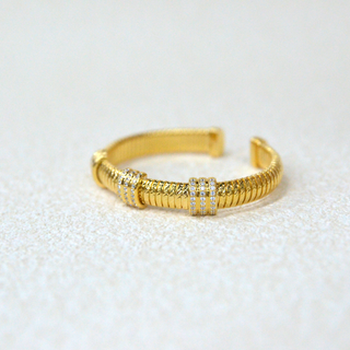 925 Italian Silver Bangle cuban screw carved three-circle diamond bracelet