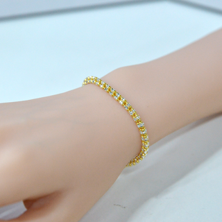 925 Italian Silver Bracelet Three-row car-drilled bracelet 16CM