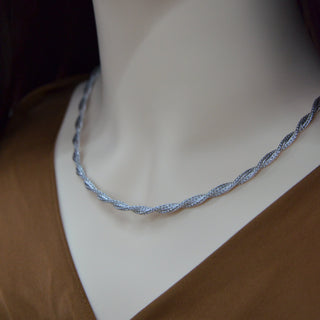 925 Italian Silver Necklace 4m flat twisted mesh necklace 45cm