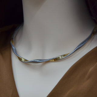 925 Italian Silver Necklace 060T wist pack heart wave tube necklace 40+5cm