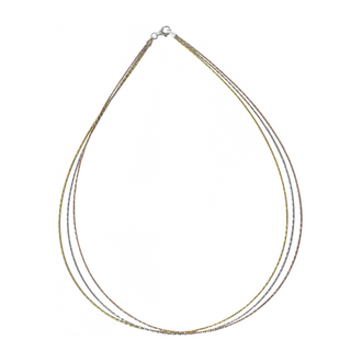 925 Italian Silver Necklace Three-color 1.25 ribbed choker 42cm