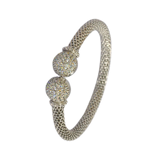 925 Italian Silver Bangle 6M braided hollow hydrangea bracelet