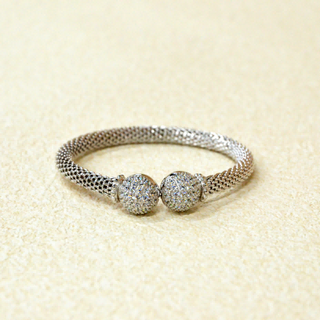 925 Italian Silver Bangle 6M braided hollow hydrangea bracelet