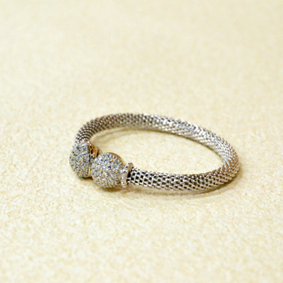 925 Italian Silver Bangle 6M braided hollow hydrangea bracelet