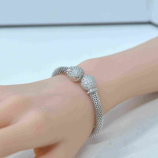 925 Italian Silver Bangle 6M braided hollow hydrangea bracelet