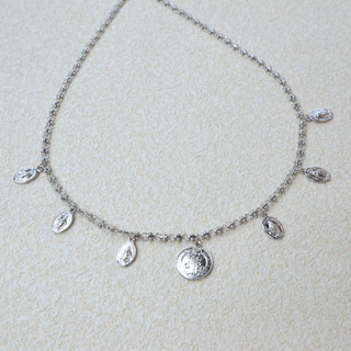 925 Italian Silver Necklace 17+13.6 Jesus tag necklace 45CM