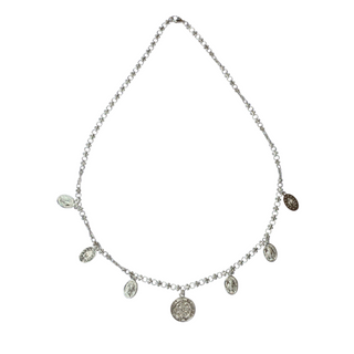 925 Italian Silver Necklace 17+13.6 Jesus tag necklace 45CM