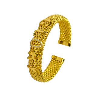 925 Italian Silver Bangle 13.6 Carat Flat Bu Alphabet Round Hug Bracelet