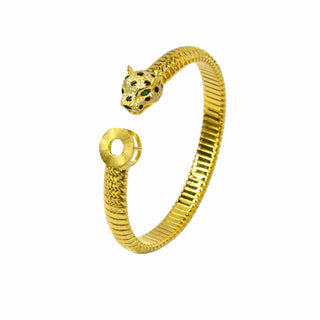 925 Italian Silver Bangle 8.5 threaded enamel leopard bracelet