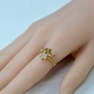 925 italian silver ring Three-ring pearl pentagram zirconium ring