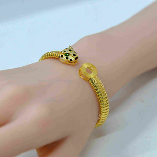 925 Italian Silver Bangle 8.5 threaded enamel leopard bracelet