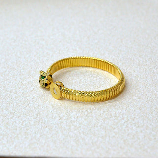 925 Italian Silver Bangle 8.5 threaded enamel leopard bracelet