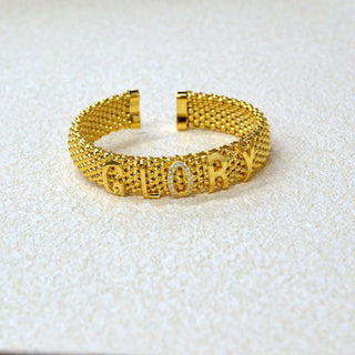 925 Italian Silver Bangle 13.6 Carat Flat Bu Alphabet Round Hug Bracelet