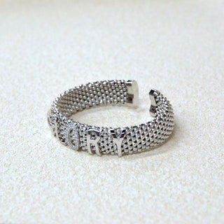 925 Italian Silver Bangle 13.6 Carat Flat Bu Alphabet Round Hug Bracelet