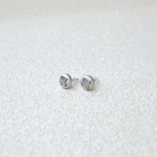 925 Italian Silver Earring 3A zirconium wire-drawn four-leaf clover ear studs
