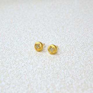 925 Italian Silver Earring 3A zirconium wire-drawn four-leaf clover ear studs