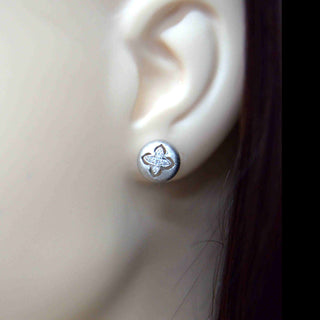 925 Italian Silver Earring 3A zirconium wire-drawn four-leaf clover ear studs