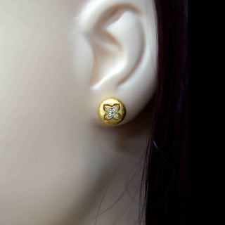 925 Italian Silver Earring 3A zirconium wire-drawn four-leaf clover ear studs