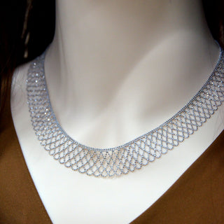 925 Italian Silver Necklace Interwoven lace necklace 42CM