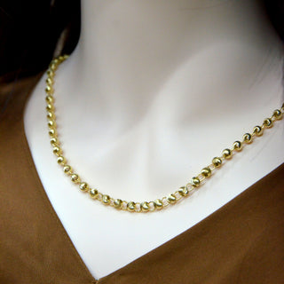 925 Italian Silver Necklace 5M Cat's Eye Interlocking Bead Necklace 62CM