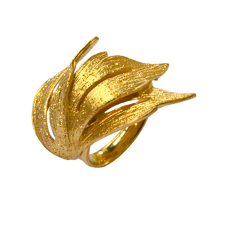 925 italian silver ring Hollow out three-leaf ring