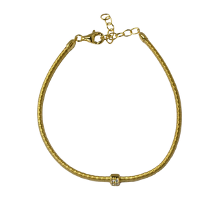 925 Italian Silver Bracelet 3m flat single-loop gold string wire bracelet, 16+3cm