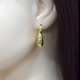 925 Italian Silver Earring 20M Striped Moon Water Drop Studs