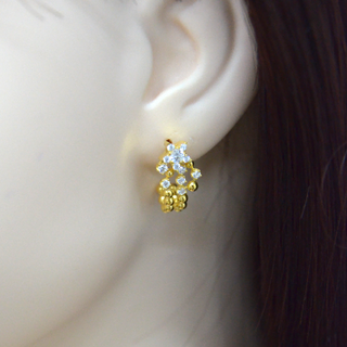 925 Italian Silver Earring Inlaid five-star double-row ear studs