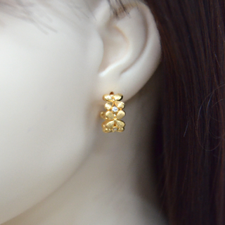 925 Italian Silver Earring Four-leaf clover filigree inlaid earrings