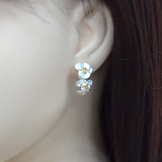 925 Italian Silver Earring Drawn camellia earrings