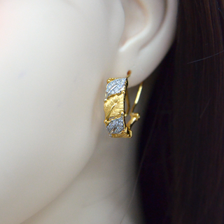 925 Italian Silver Earring Inlaid Colorful Maple Leaf Ear Pads