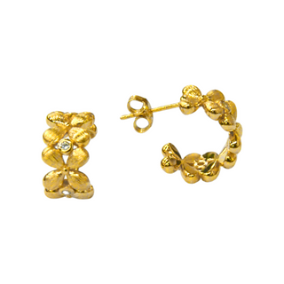 925 Italian Silver Earring Four-leaf clover filigree inlaid earrings