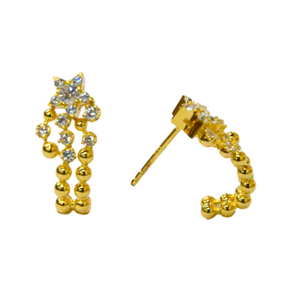925 Italian Silver Earring Inlaid five-star double-row ear studs