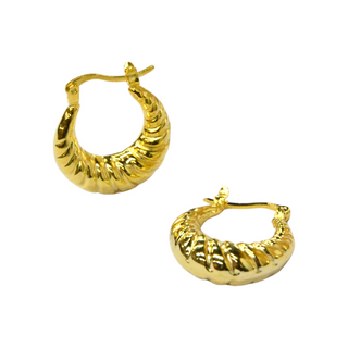 925 Italian Silver Earring 20M Striped Moon Water Drop Studs