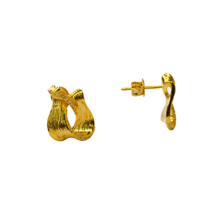 925 Italian Silver Earring Threaded ribbon knot inlaid ear studs