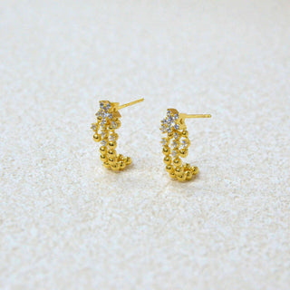 925 Italian Silver Earring Inlaid five-star double-row ear studs