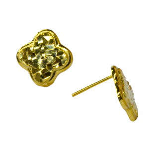 925 Italian Silver Earring Crushed Ice Four-Leaf Clover Large Stud Earrings