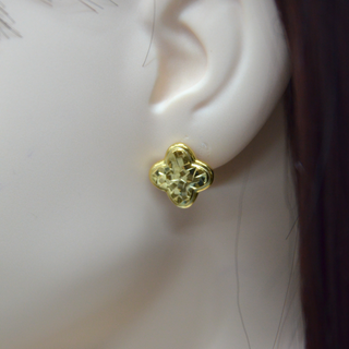925 Italian Silver Earring Crushed Ice Four-Leaf Clover Large Stud Earrings