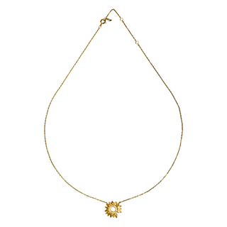 925 Italian Silver Necklace Hollowed-out brushed sunflower chain 45cm