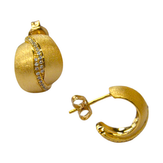 925 Italian Silver Earring Double C Cross Retro Wire-Eared Earrings