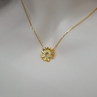 925 Italian Silver Necklace Hollowed-out brushed sunflower chain 45cm