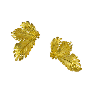 925 Italian Silver Earring Bud with three-petaled leaf earrings