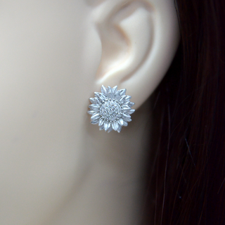 925 Italian Silver Earring Twisted Double-layer Sunflower Earrings