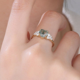 Verdant Whisper • Heart Moss Agate Promise Ring